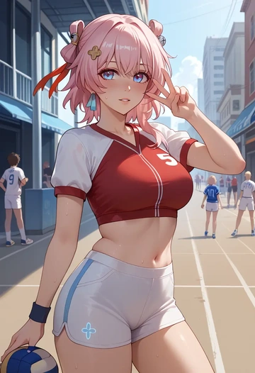 star rail,march 7th,volleyball uniform  - AI generated anime art